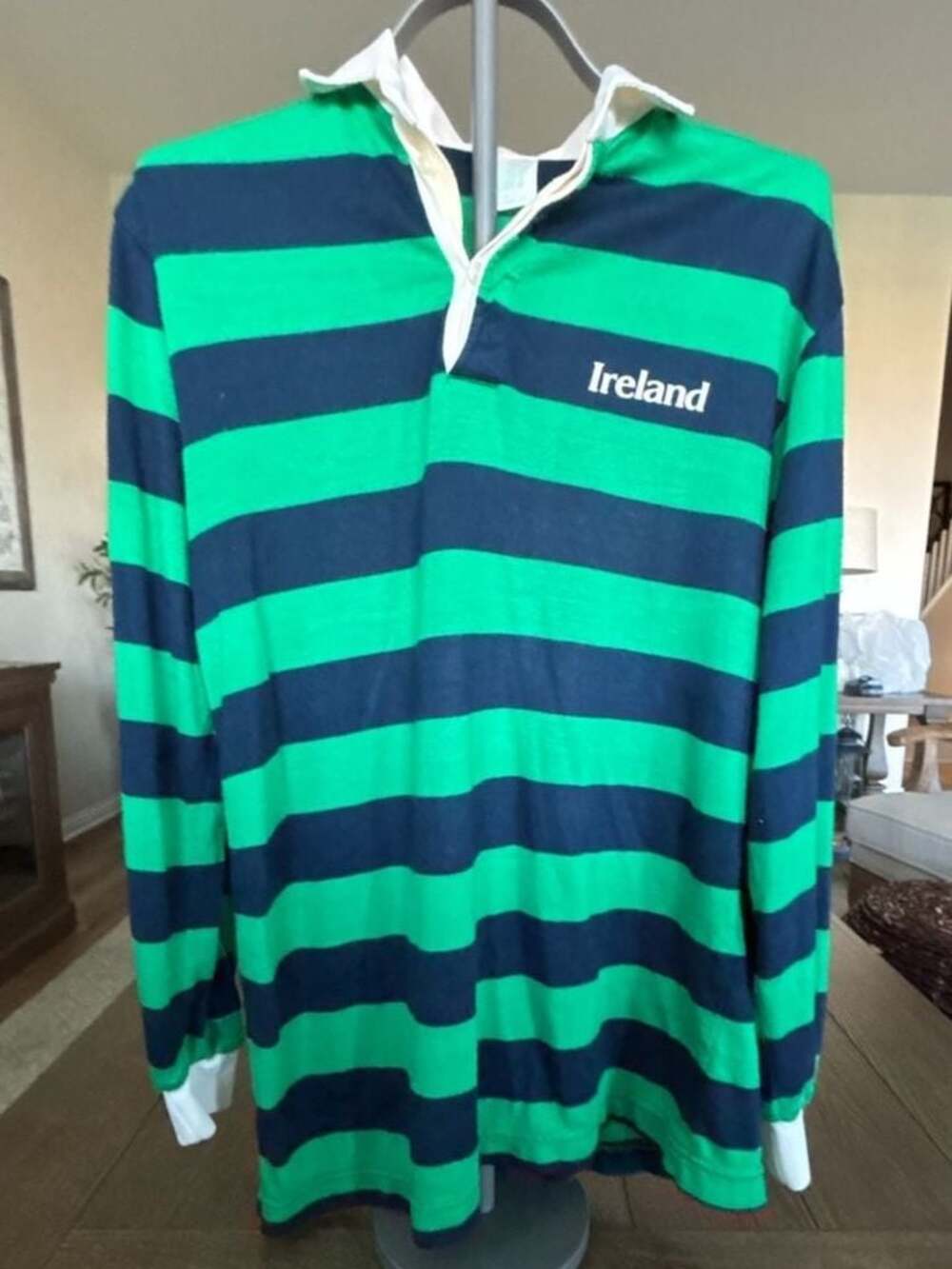 Vintage  Made in Ireland Striped Long Sleeve Rugby Shirt Size L